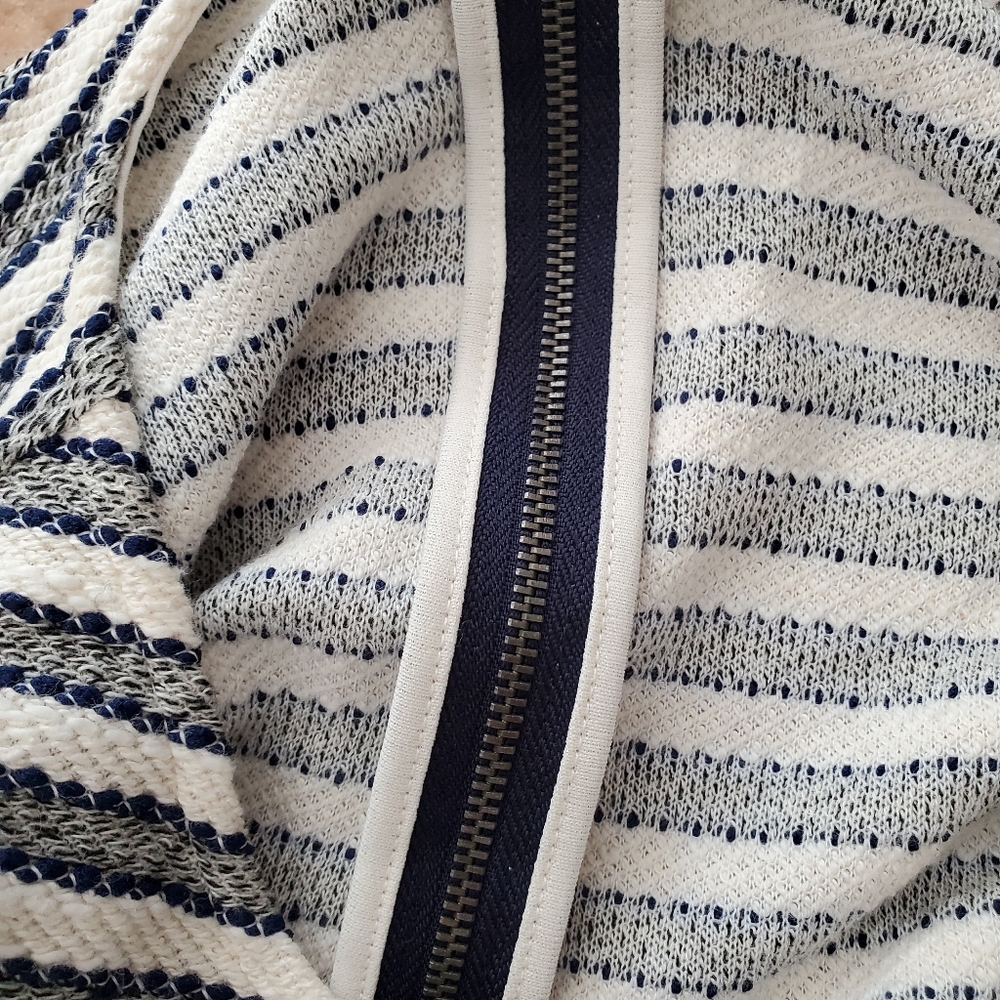 LOFT- NWOT- 🦋 Striped Blue and Ivory Midi Dress- Size 14 - Picture 9 of 10